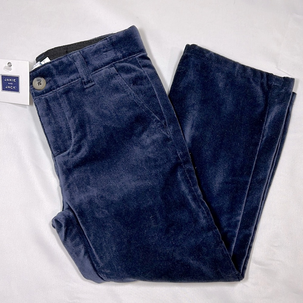 Janie and Jack Boys Navy Brushed Velour Pants Size 3